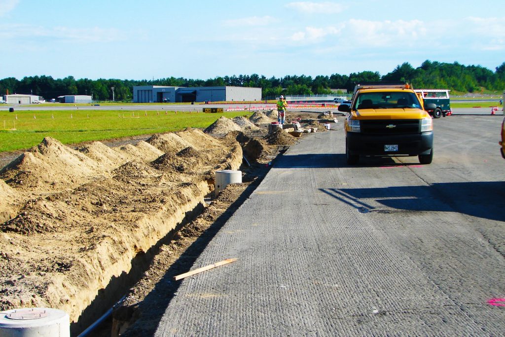 A shot of underground cable being laid at Manchester-Boston Regional Air