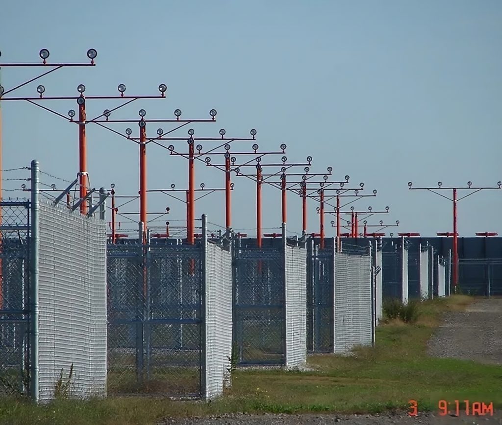 Radio towers at an airport